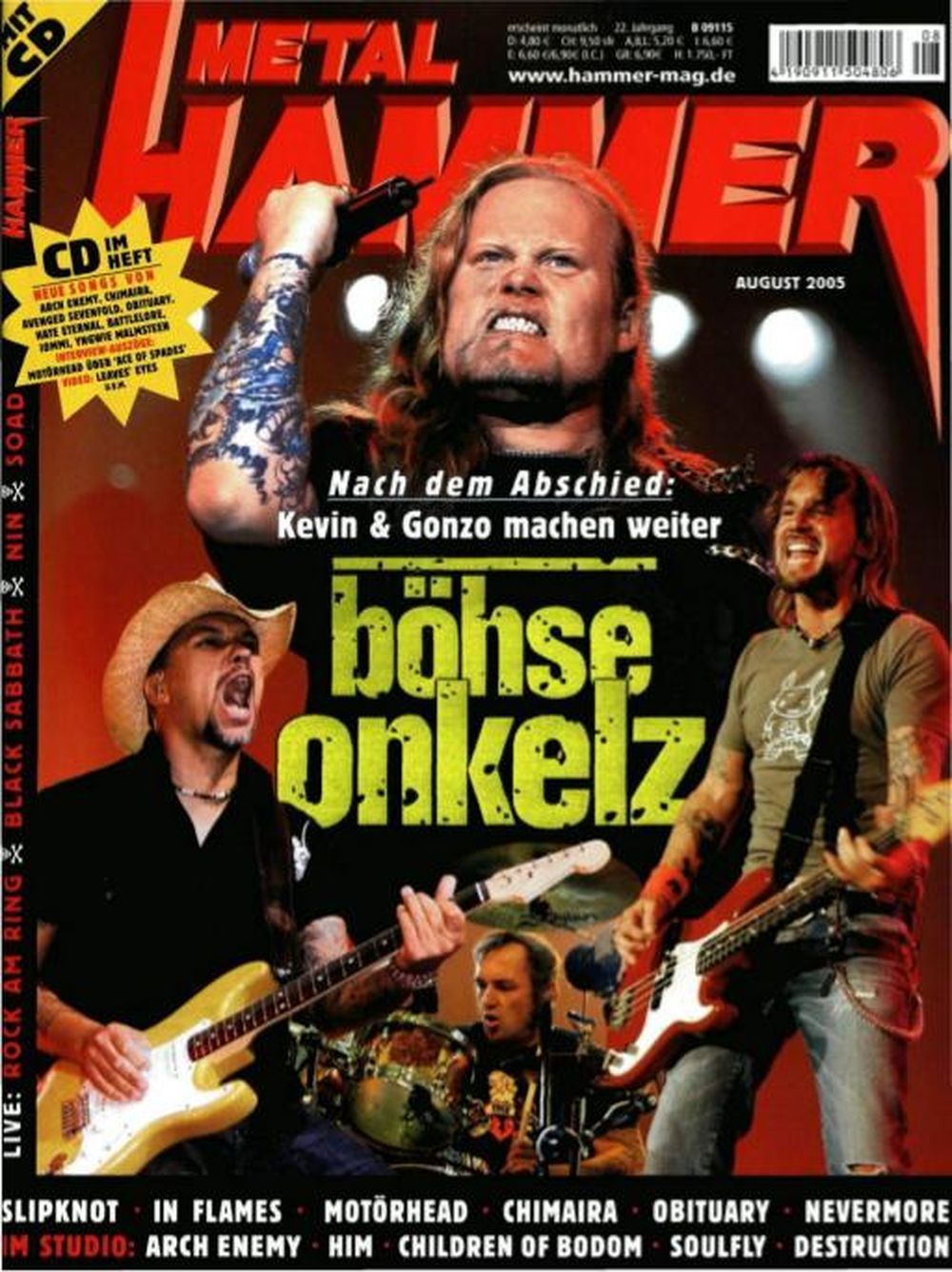 Metal Hammer Magasin Tyskland 2005-08 Böhse Onkelz Slipknot Motörhead Chimaira