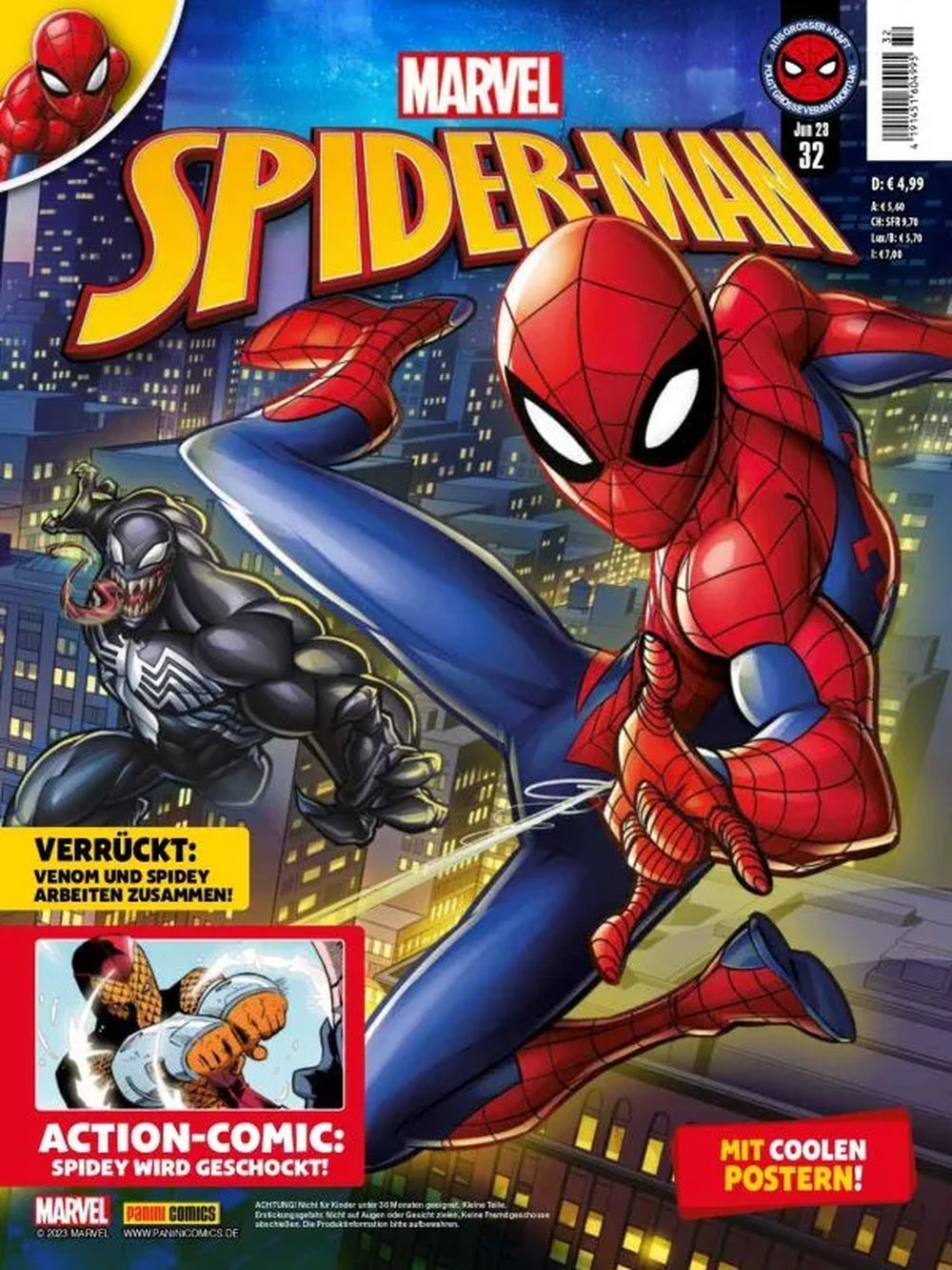 Spider Man Kids Tijdschrift Duitsland 2023 #32 Pad-Disc-Shooter Originele uitgave + Cadeau
