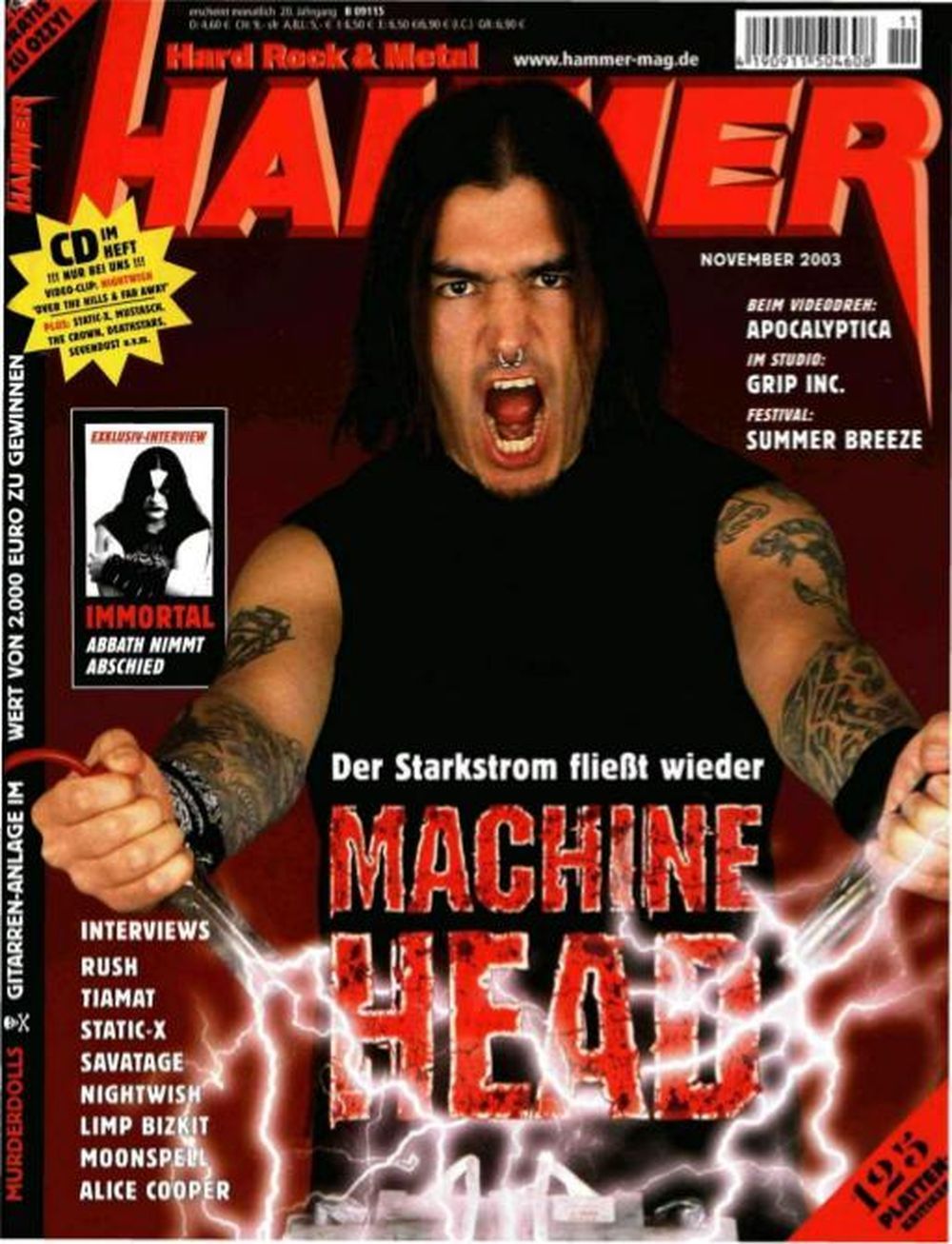 Metal Hammer Magazine Germany 2003-11 Machine Head Immortal Apocalyptica Original Print Issue