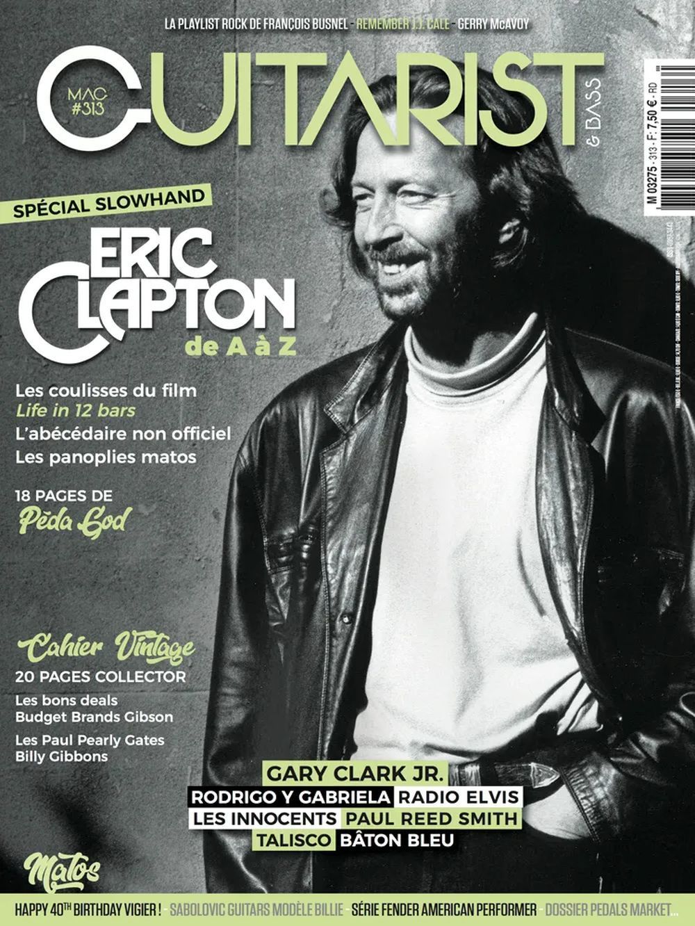 Guitarist & Bass Tijdschrift Frankrijk 2022 #312 Eric Clapton Gerry McAvoy Gary Clark Originele uitgave