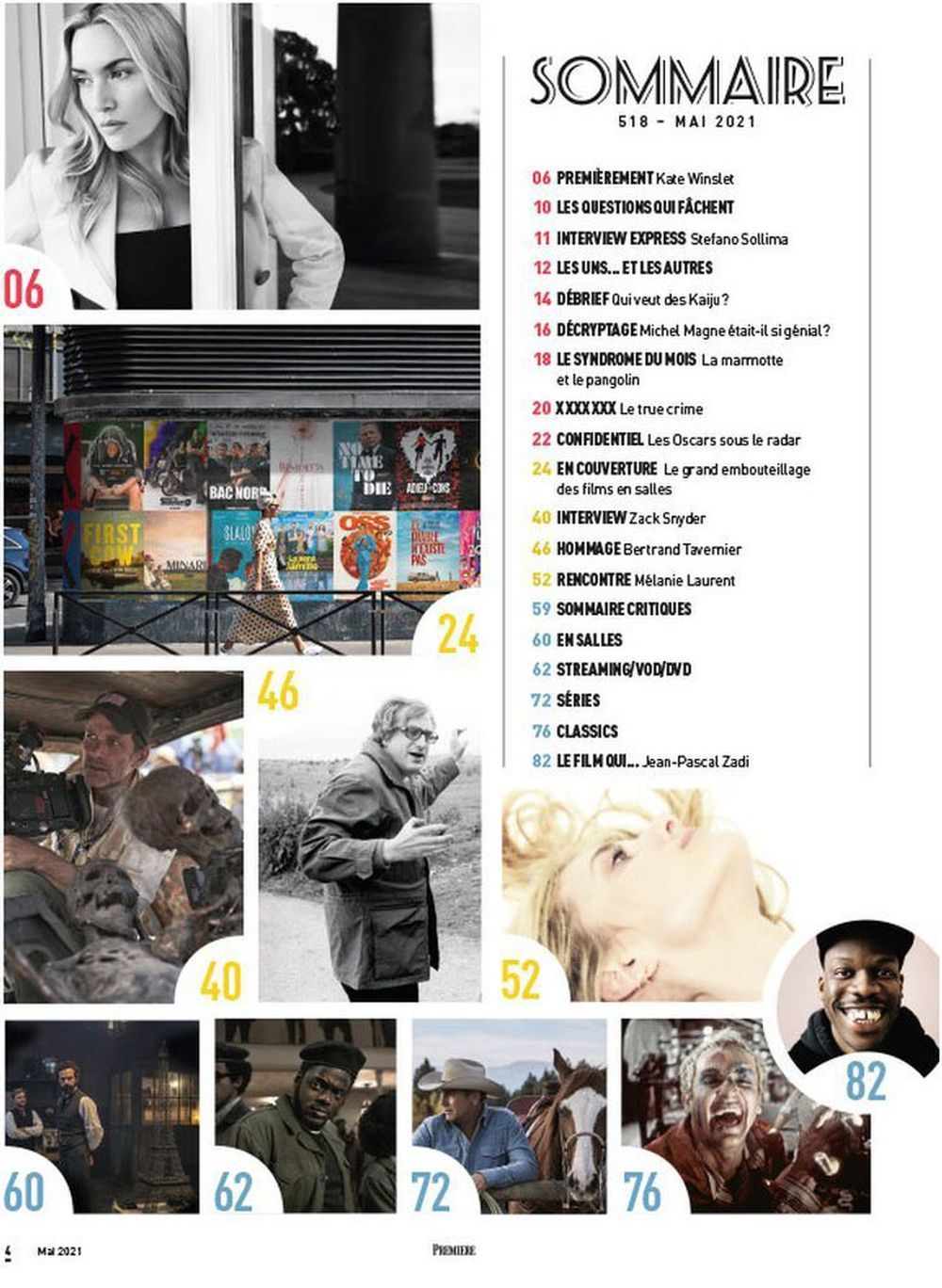 Premiere Magasin Frankrike 2021 #518 Virginie Efira Kate Winslet Zack Snyder Originalutgåva