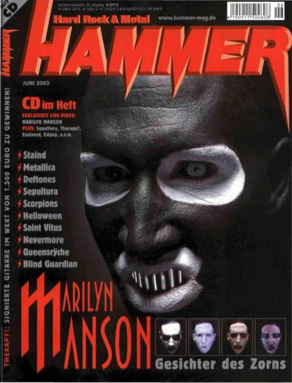 Metal Hammer Magazin Deutschland 2003-06 Marilyn Manson Staind Deftones