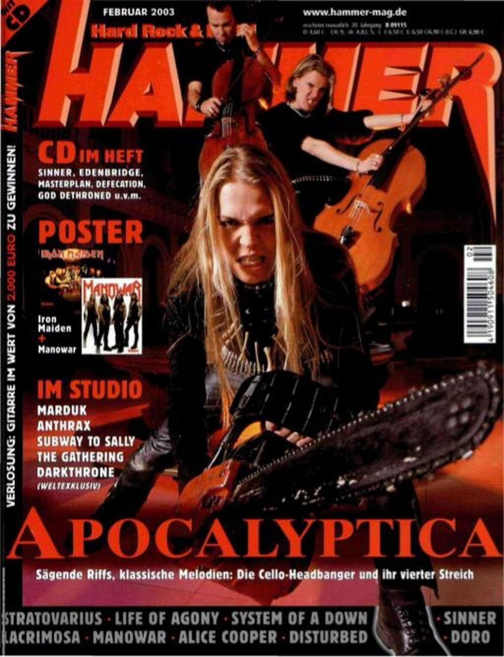 Metal Hammer Magasin Tyskland 2003-02 Apocalyptica Manowar Iron Maiden Originalutgåva
