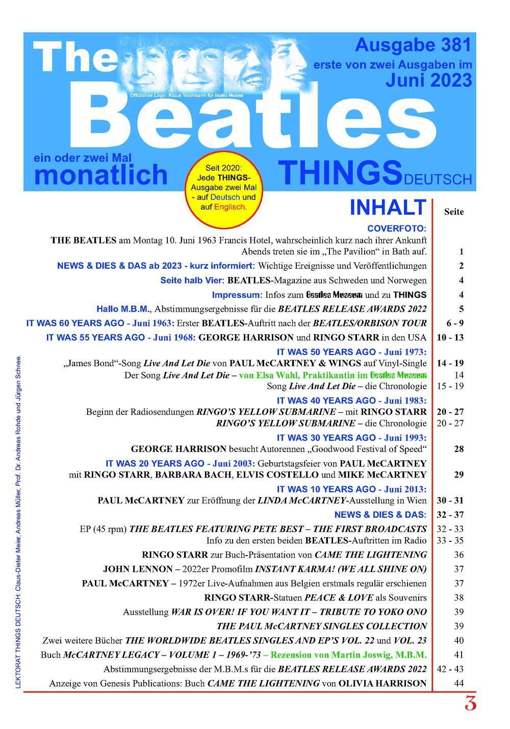 Things Magazin Deutschland 2023 #381 The Beatles