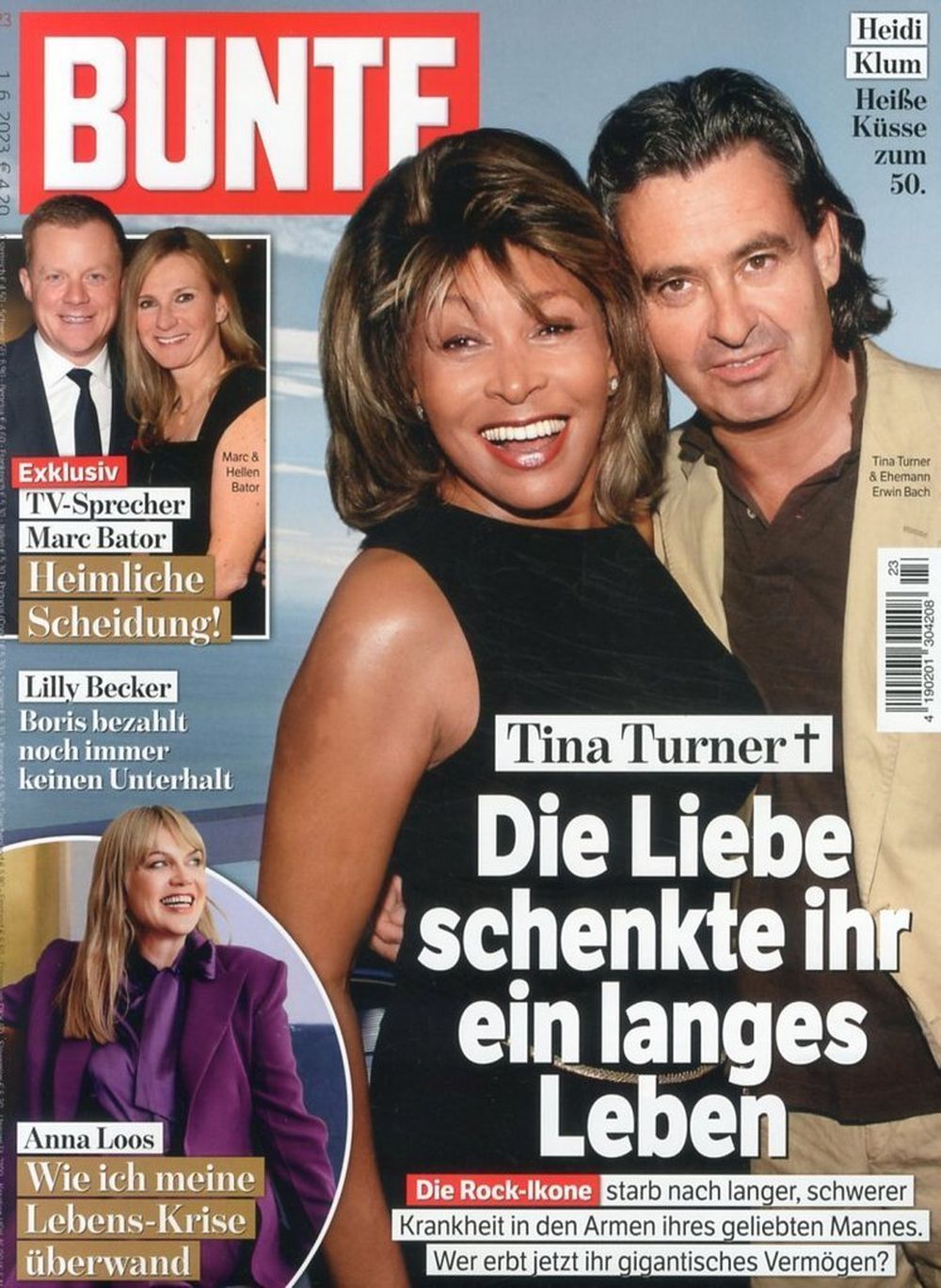 Bunte Magasin Tyskland 2023-23 Tina Turner Heidi Klum Originaludgave