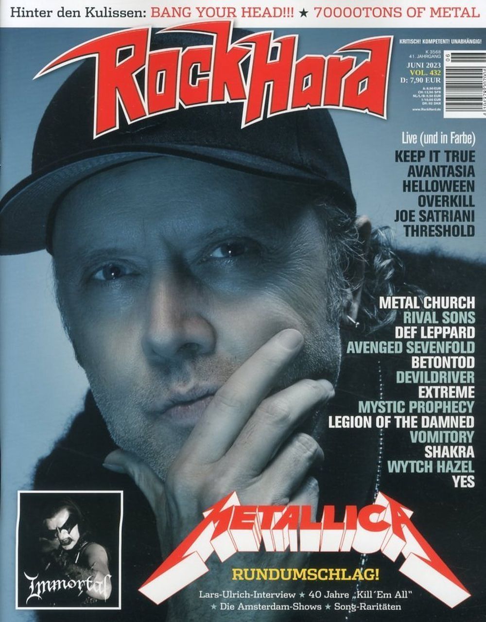 Rock Hard Magazine Germany 2023 #432 Metallica Immortal Metal Church Rival Sons Original Print Issue