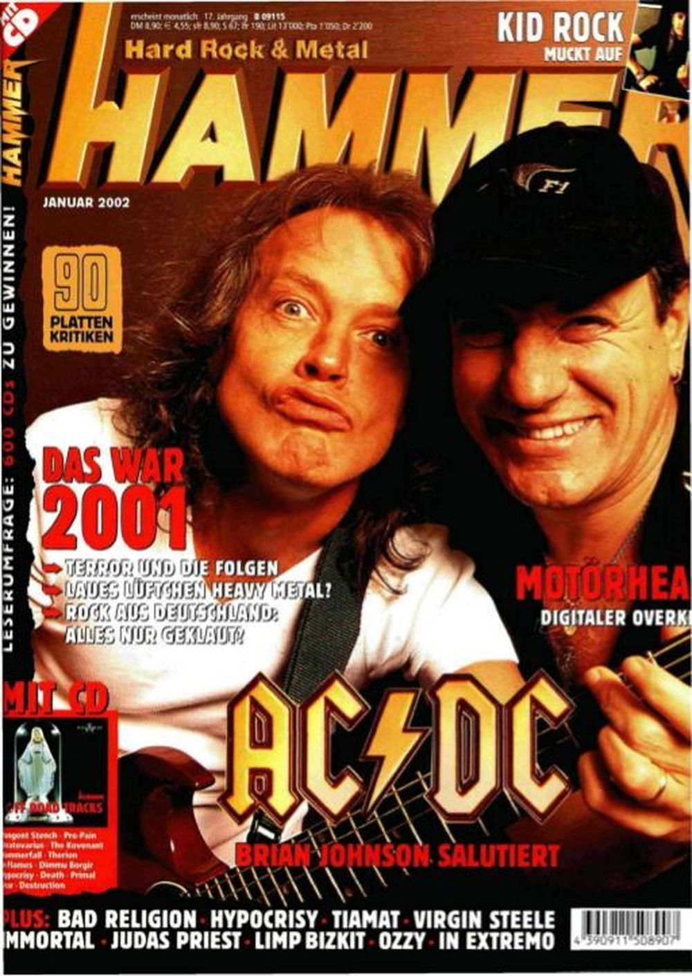 Metal Hammer Magasin Tyskland 2002-01 ACDC Motörhead Bad Religion Tiamat