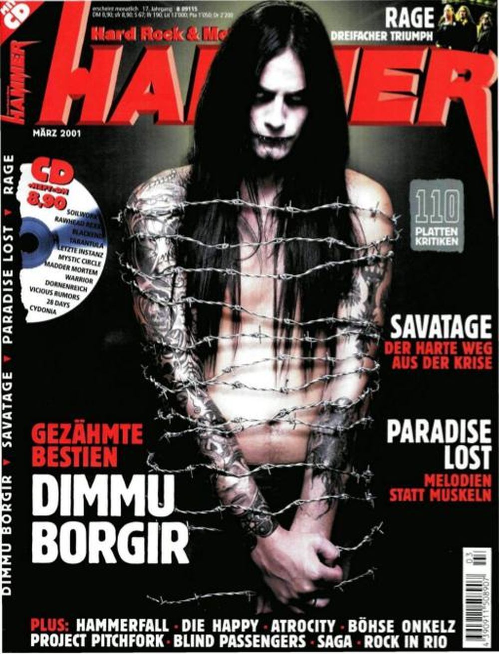 Metal Hammer Magazin Deutschland 2001-03 Dimmu Borgir Savatage Paradise Lost