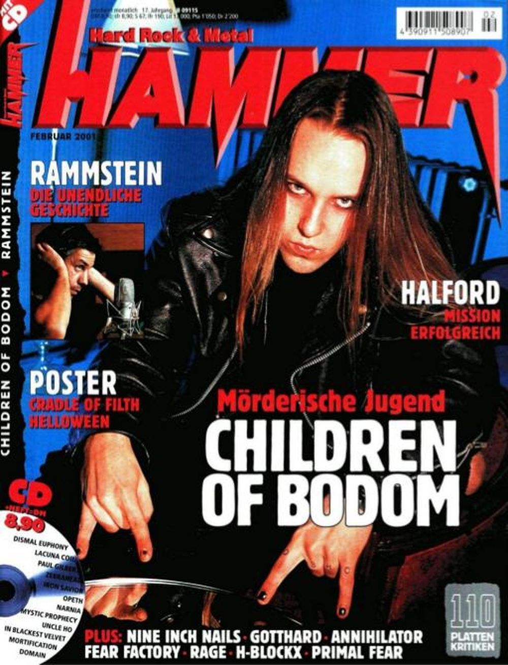 Metal Hammer Magazine Germany 2001-02 Children Of Bodom Rammstein Halford Original Print Issue