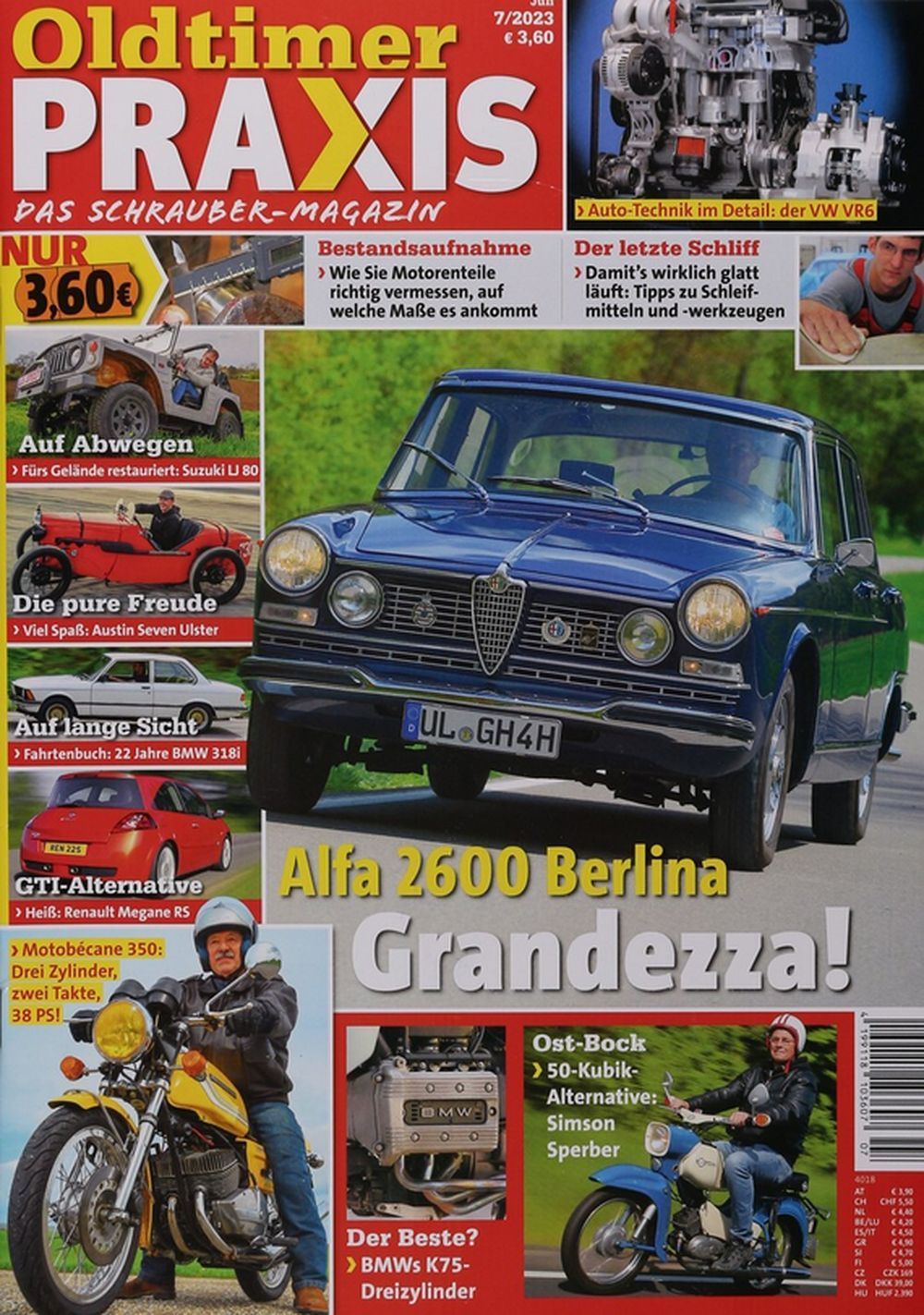 Oldtimer Praxis Magazin Deutschland 2023-07 Alfa 2600 Austin Seven Renault Megane