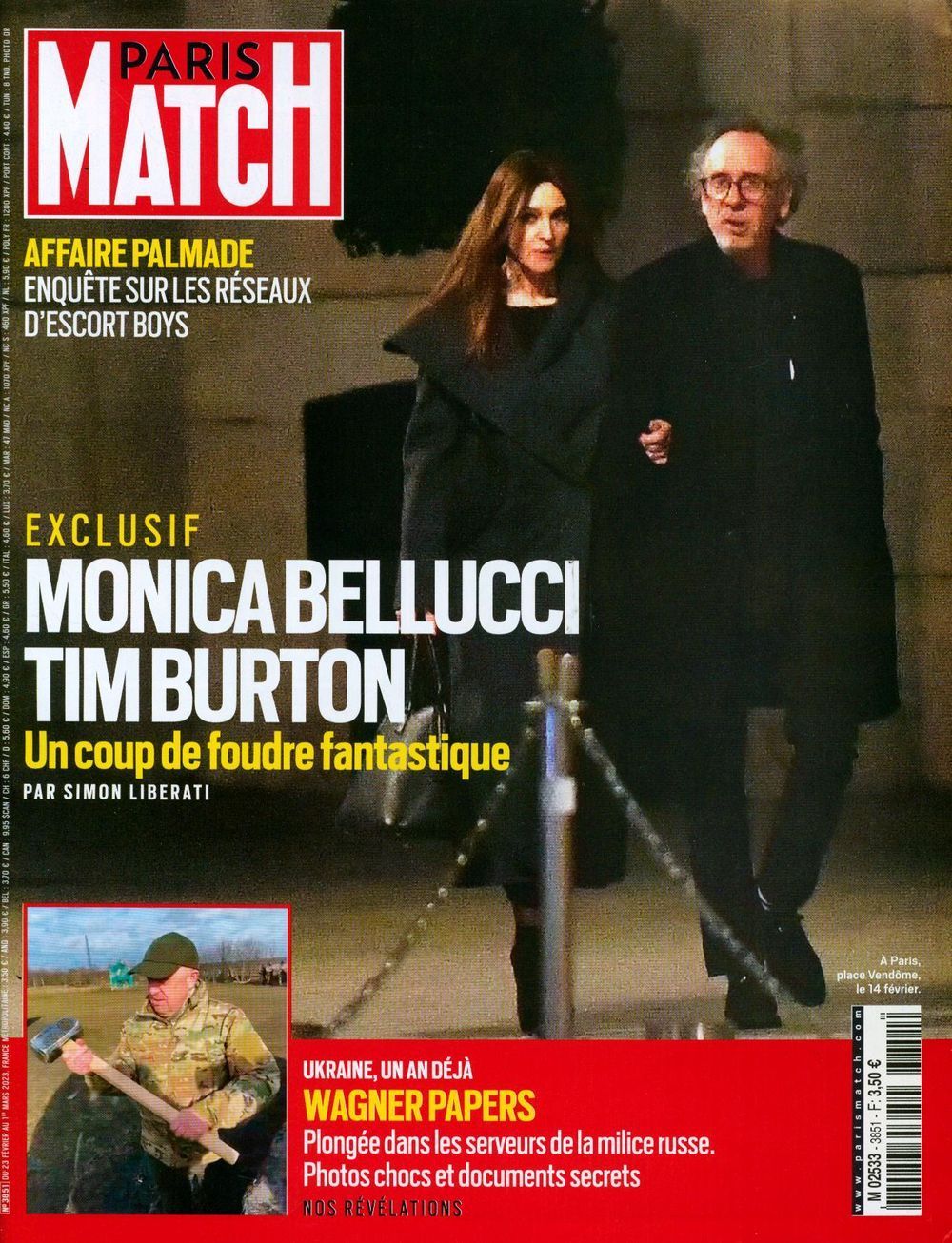 Paris Match Tijdschrift Frankrijk 2023 #3851 Monica Bellucci Tim Burton Originele uitgave