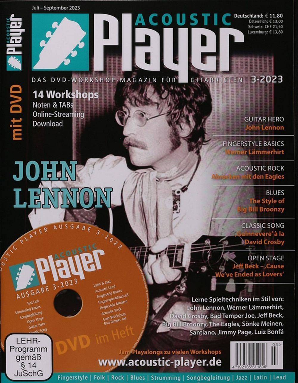 Acoustic Player Magazin Deutschland 2023-03 John Lennon Werner Lämmerhirt David Crosby Big Bill Broonzy Jeff Beck