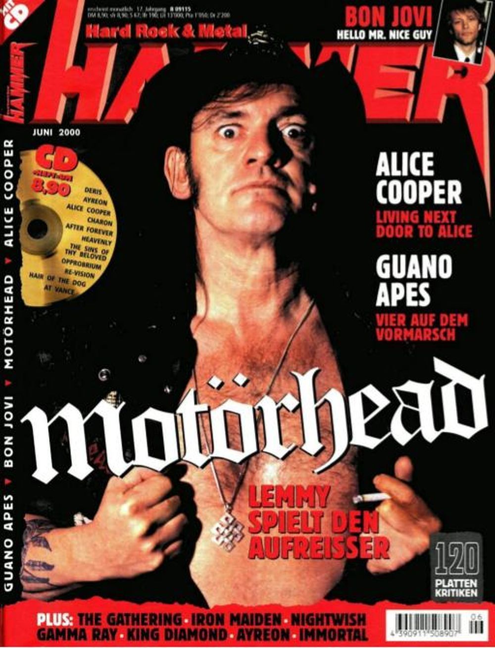 Metal Hammer Tijdschrift Duitsland 2000-06 – Motörhead Lemmy Alice Cooper Guano Apes – Originele uitgave
