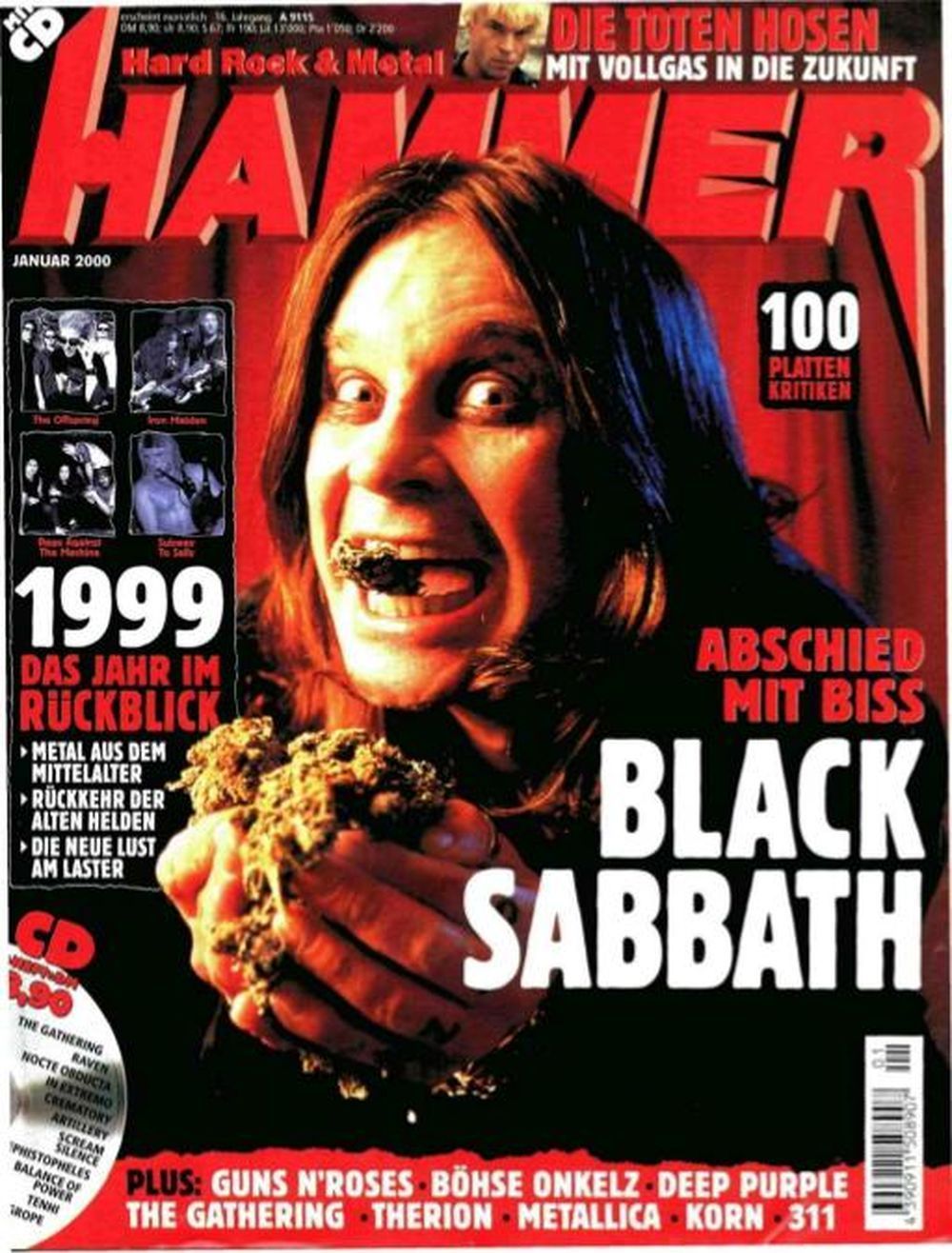 Metal Hammer Magazine Allemagne 2000-01 – Ozzy Osbourne Toten Hosen Guns N Roses – Édition originale