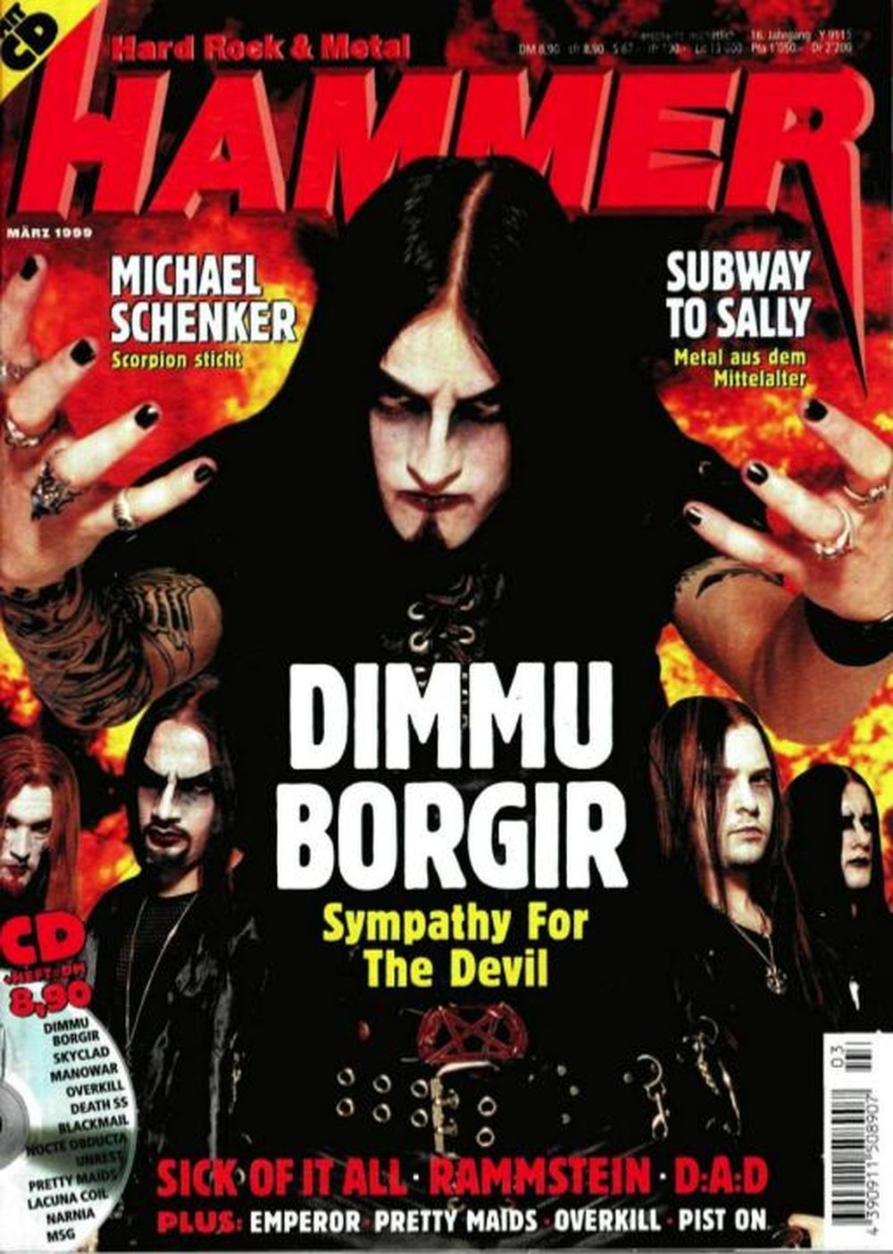 Metal Hammer Magazin Deutschland 1999-03 Dimmu Borgir Rammstein DAD Schenker