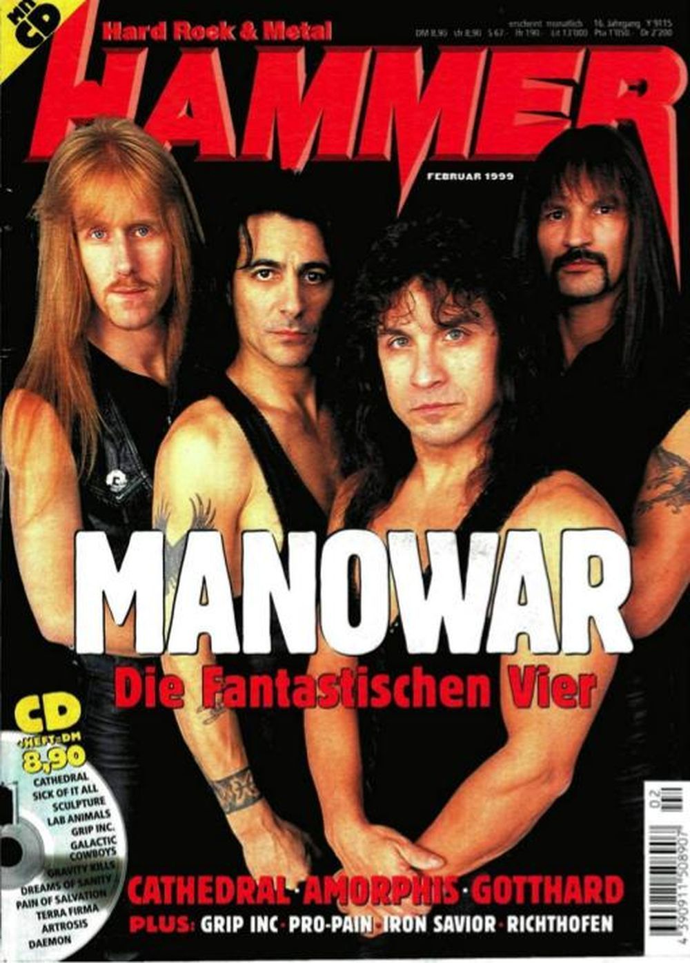Metal Hammer Magazin Deutschland 1999-02 Manowar Amorphis Gotthard