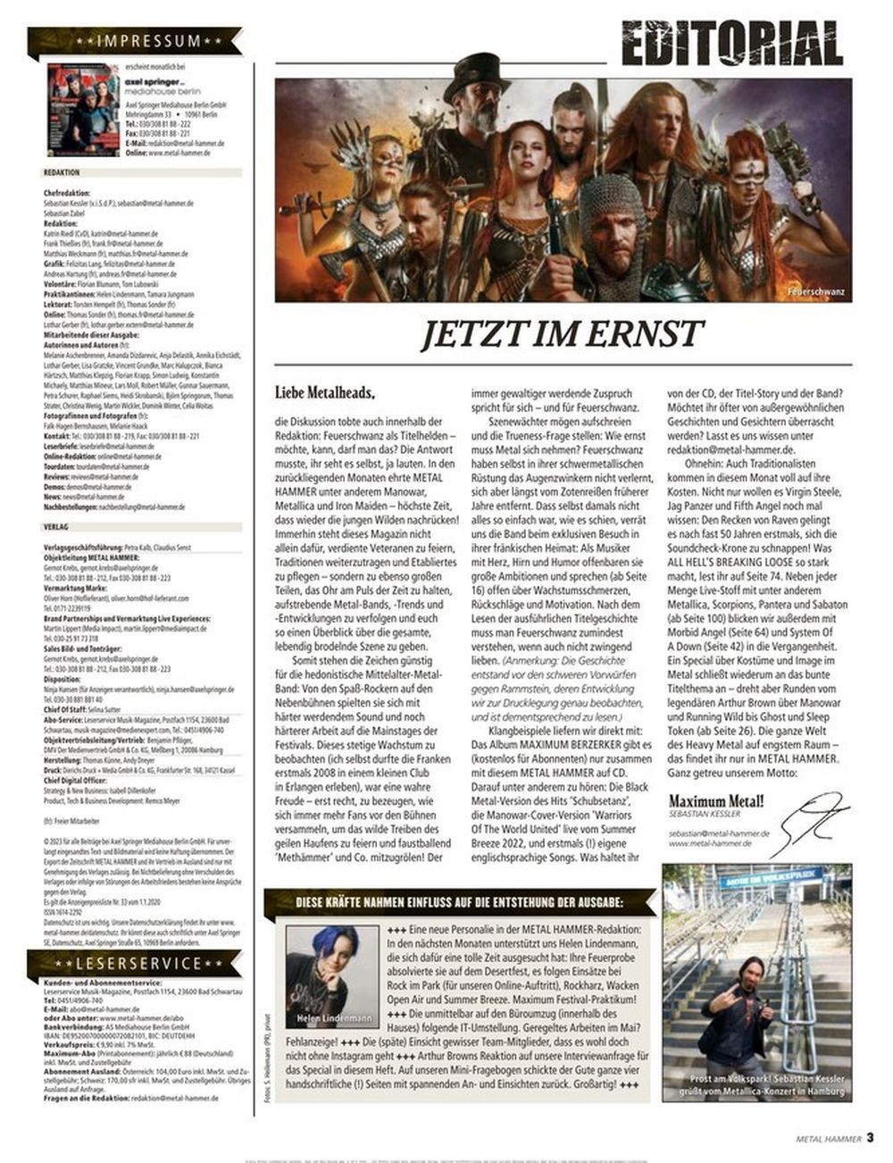 Metal Hammer Magazin Deutschland 2023-07 Feuerschwanz System Of A Down Morbid Angel