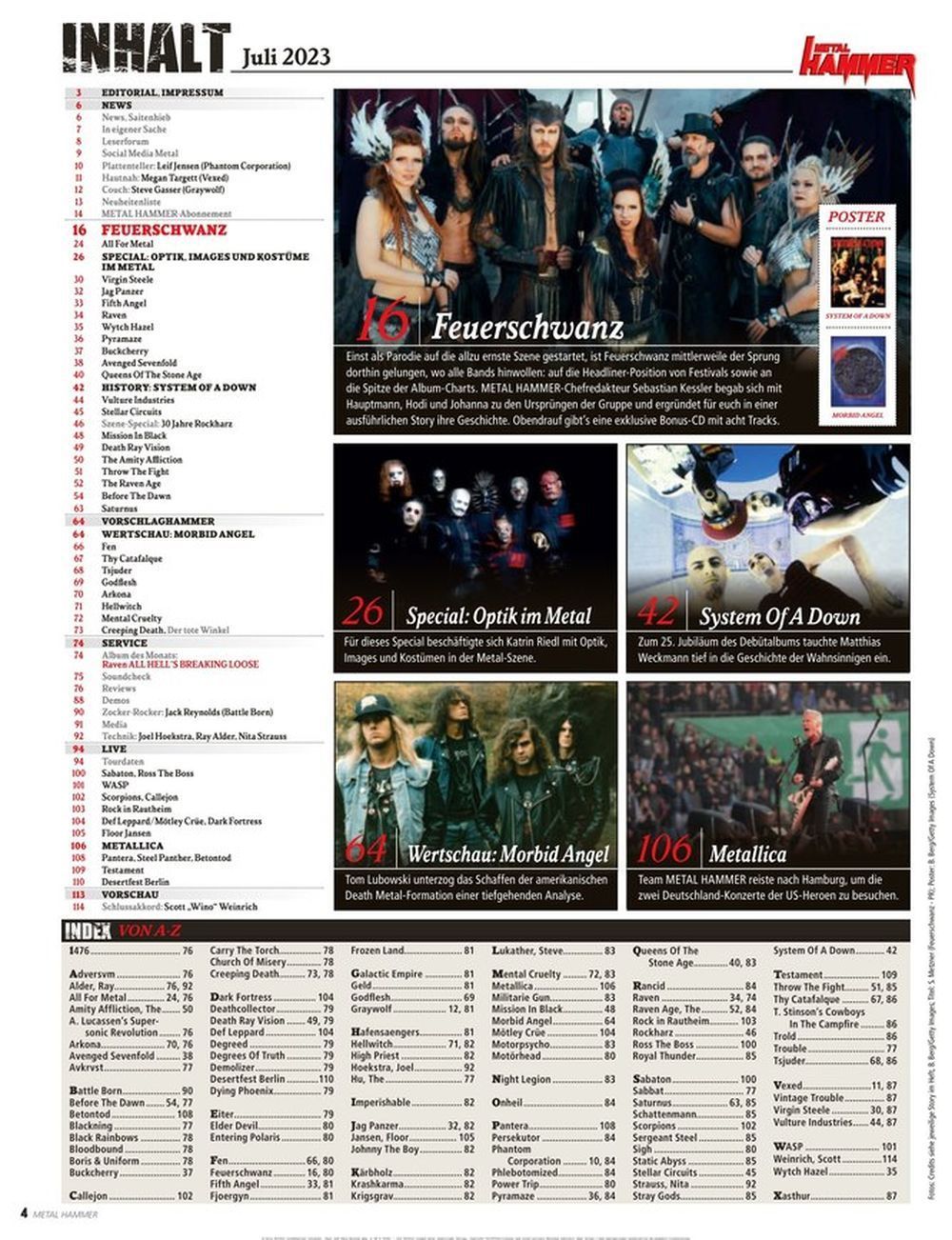 Metal Hammer Magazin Deutschland 2023-07 Feuerschwanz System Of A Down Morbid Angel