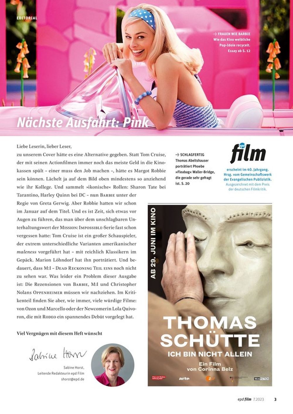 EPD Film Magazine Germany 2023-07 Tom Cruise Barbie Alice Guy