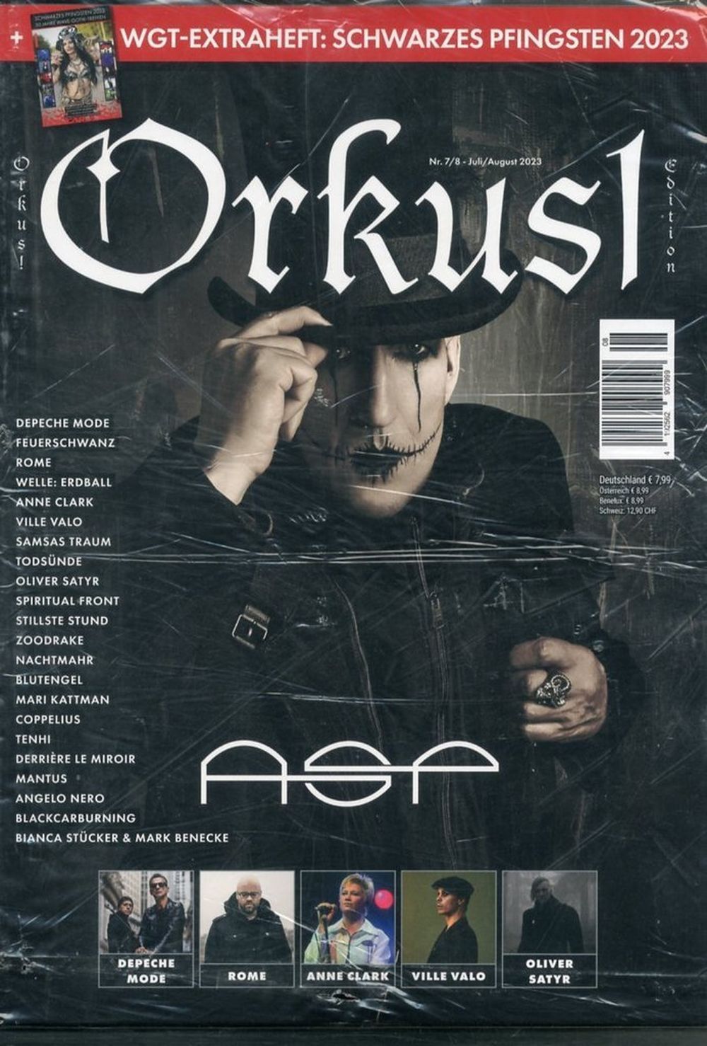 Orkus Rivista Germania 2023-07+08 ASP Depeche Mode Anne Clark Ville Valo Edizione originale