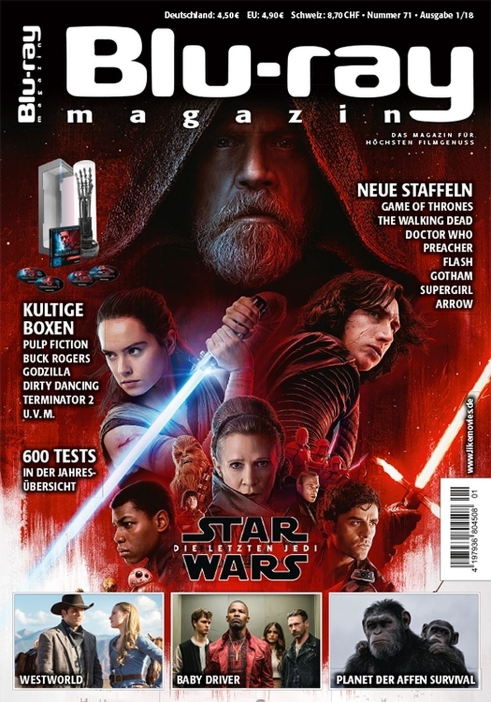 Blu Ray Magazin Deutschland 2018-01 Mark Hamill Daisy Ridley Adam Driver