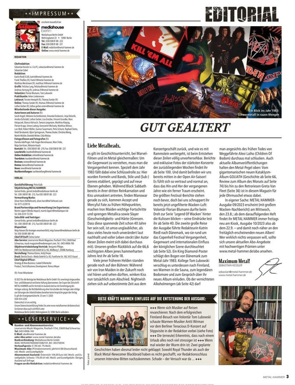 Metal Hammer Magazin Deutschland 2023-08 Iron Maiden Metallica Slayer Dio Alexi Laiho