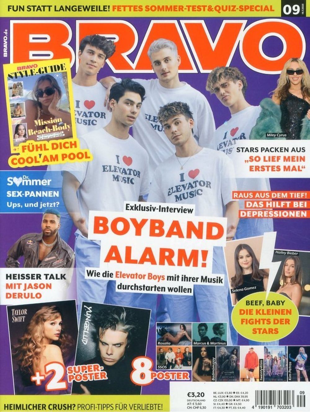 Bravo Revista Alemania 2023-09 Elevator Boys Miley Cyrus Taylor Swift Selena Gomez Edición original