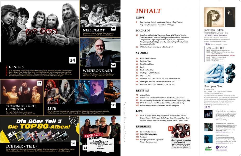 Eclipsed Magasin Tyskland 2020 #218 Neil Peart The Night Flight Orchestra Originalutgåva