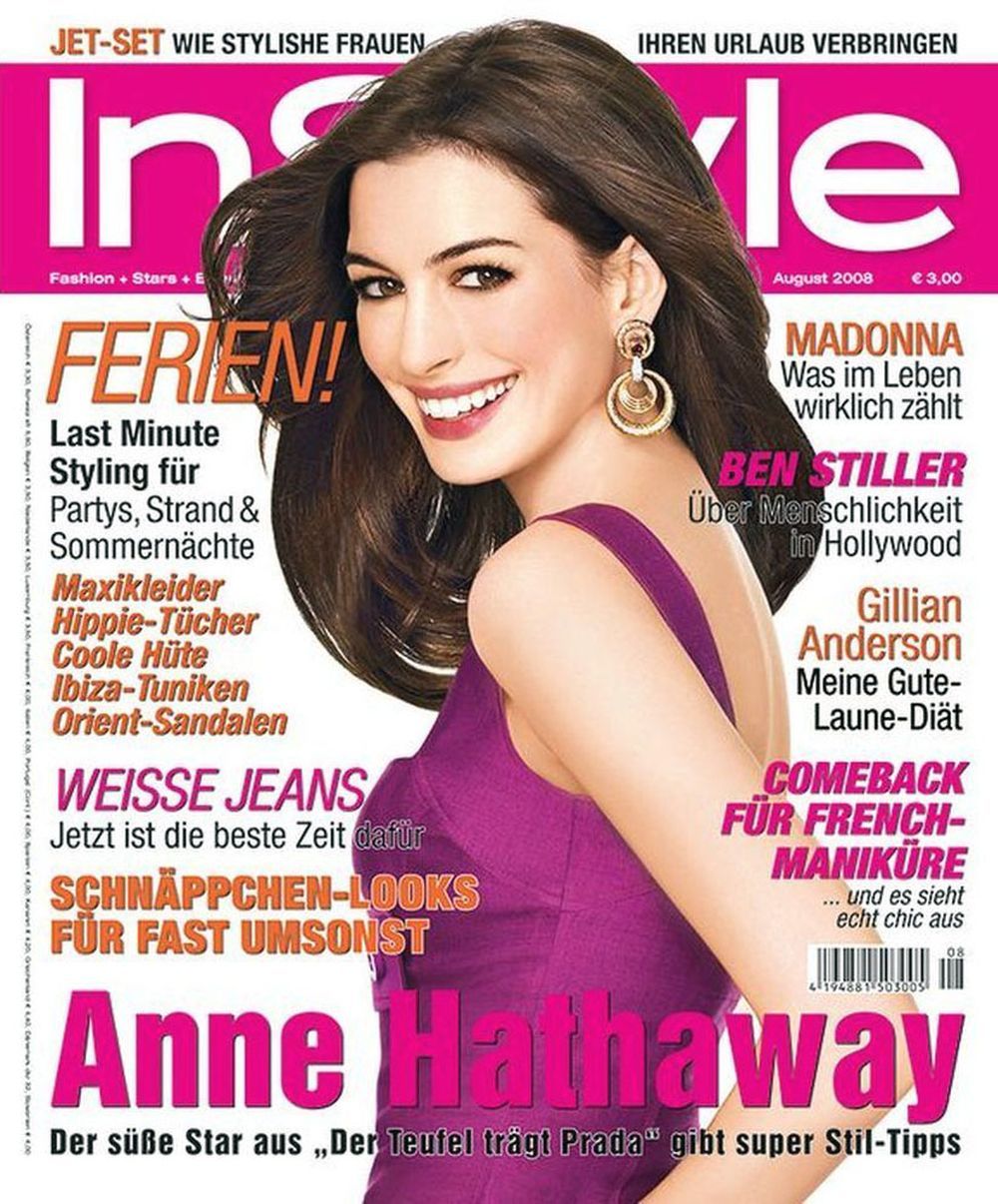 InStyle Magasin Tyskland 2008-08 Anne Hathaway Originaludgave