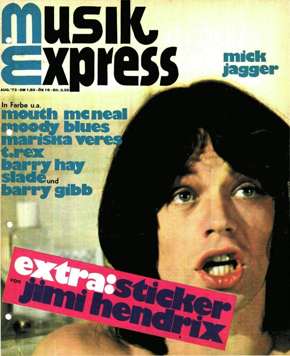 Musikexpress Magasin Tyskland 1972-08 Mick Jagger Originaludgave