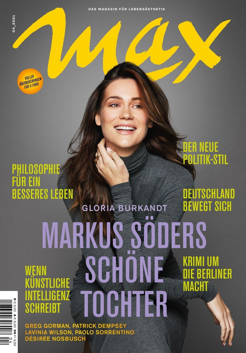Max Magasin Tyskland 2021-04 Lavinia Wilson Patrick Dempsey Mick Jagger David Bowie Originaludgave