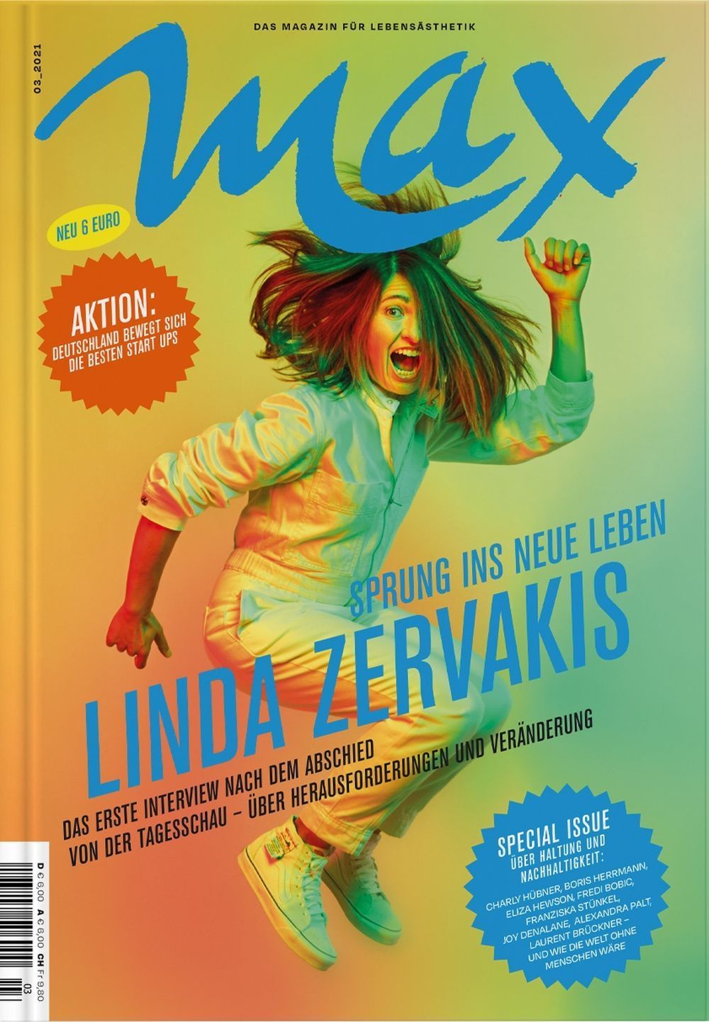 Max Magasin Tyskland 2021-03 Linda Zervakis Charly Hübner Franziska Stünkel Originalutgåva