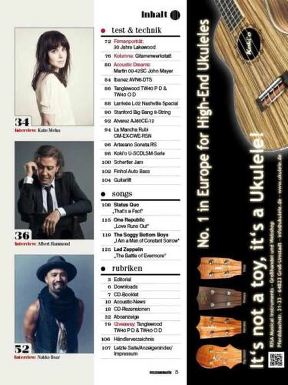 Guitar Acoustic Magasin Tyskland 2016-06 Status Quo Originaludgave