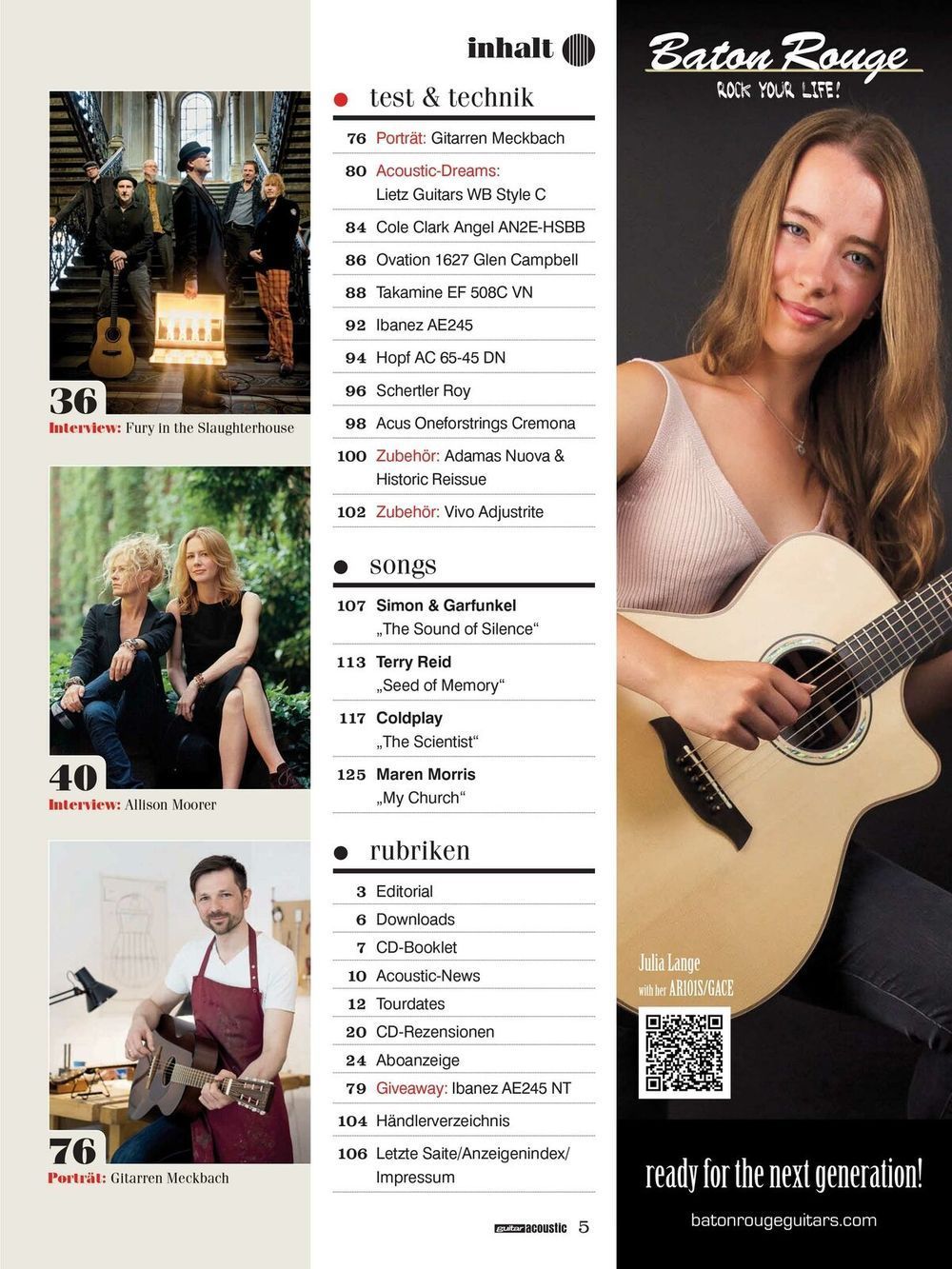 Guitar Acoustic Revista Alemanha 2017-06 Ed Sheeran Glen Campbell Neil Diamond Edição original