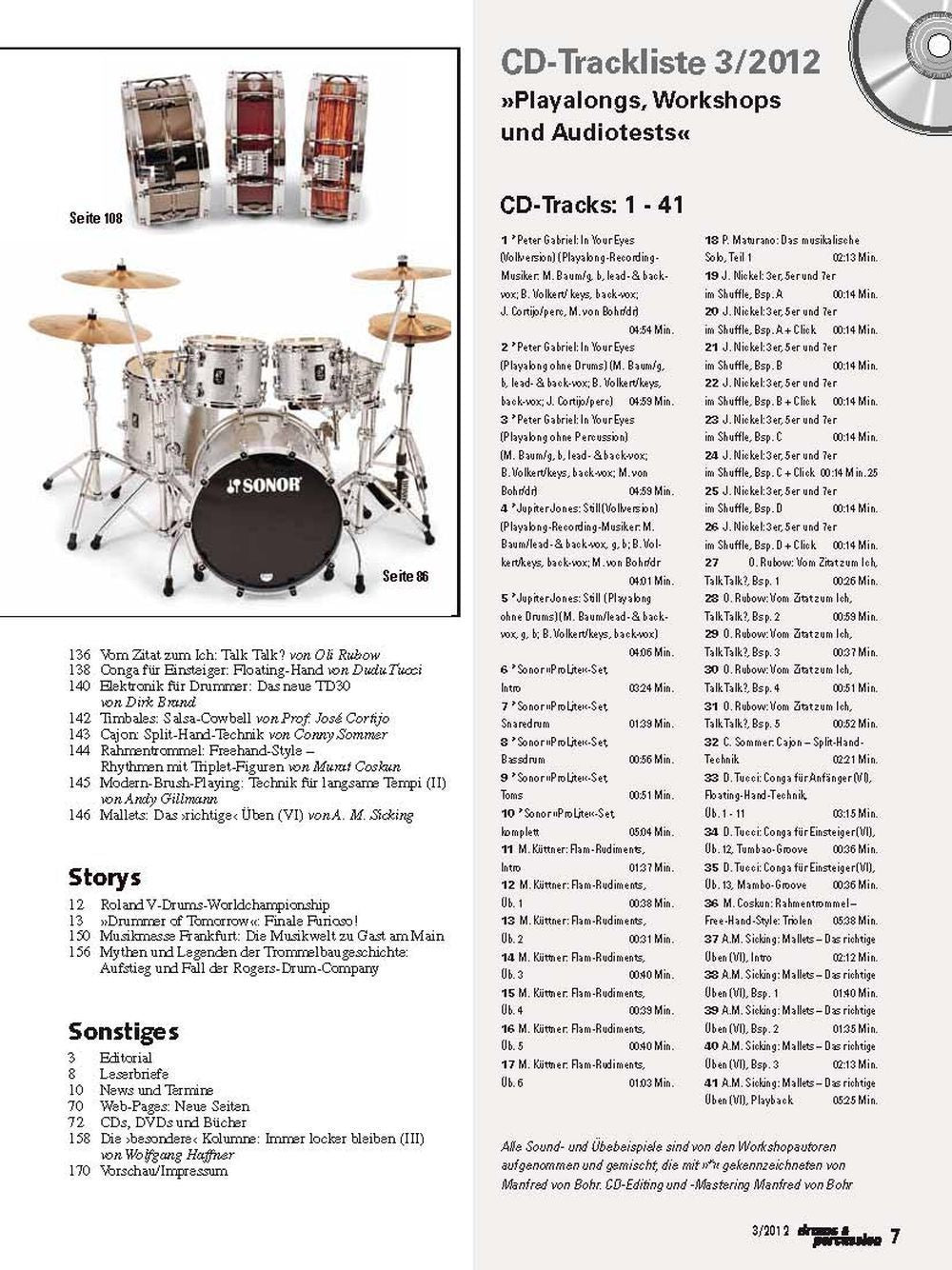 Drums & Percussions Magasin Tyskland 2012-05+06 Tommy Lee Virgil Donati Originalutgåva