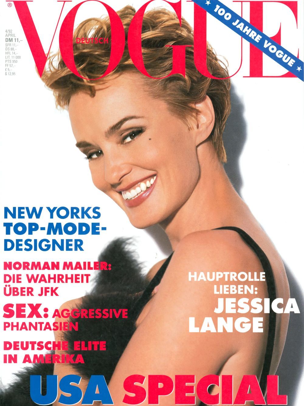 Vogue Magazine Germany 1992-04 Jessica Lange Steven Meisel Original Print Issue