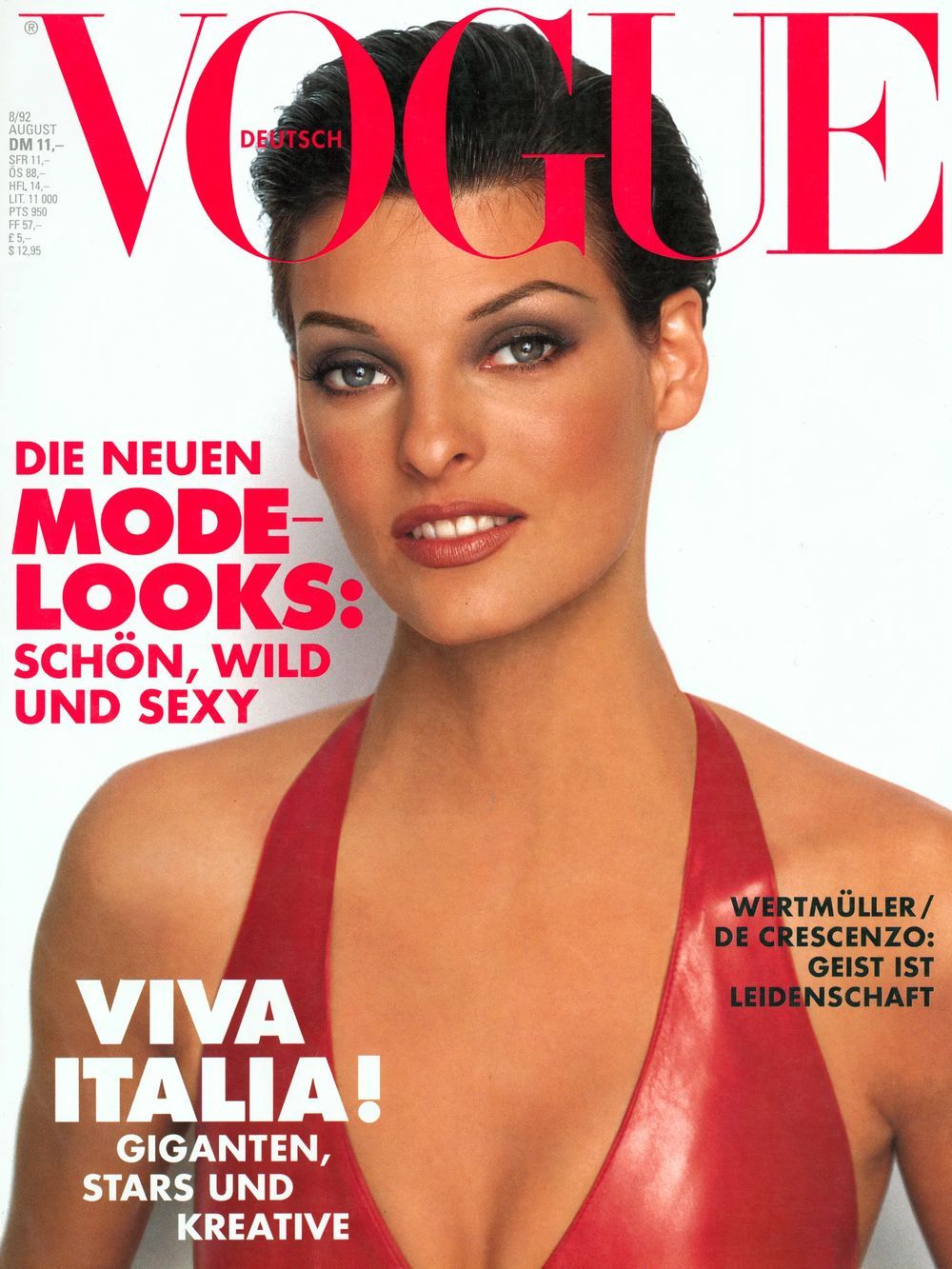 Vogue Magazine Germany 1992-08 Linda Evangelista Mario Testino Original Print Issue