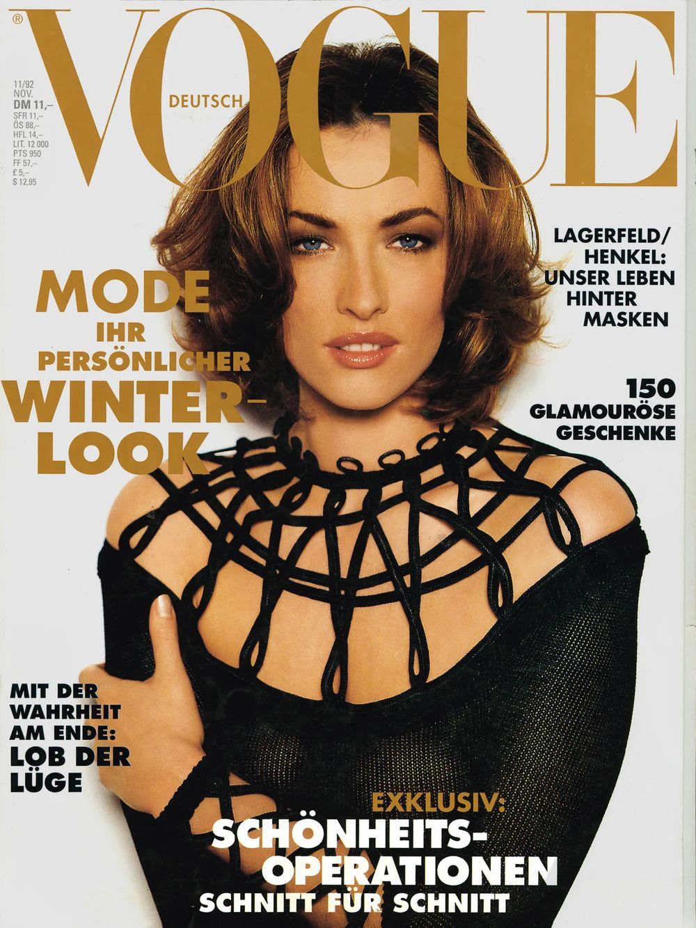 Vogue Revista Alemanha 1992-11 Tatjana Patitz Mario Testino Edição original