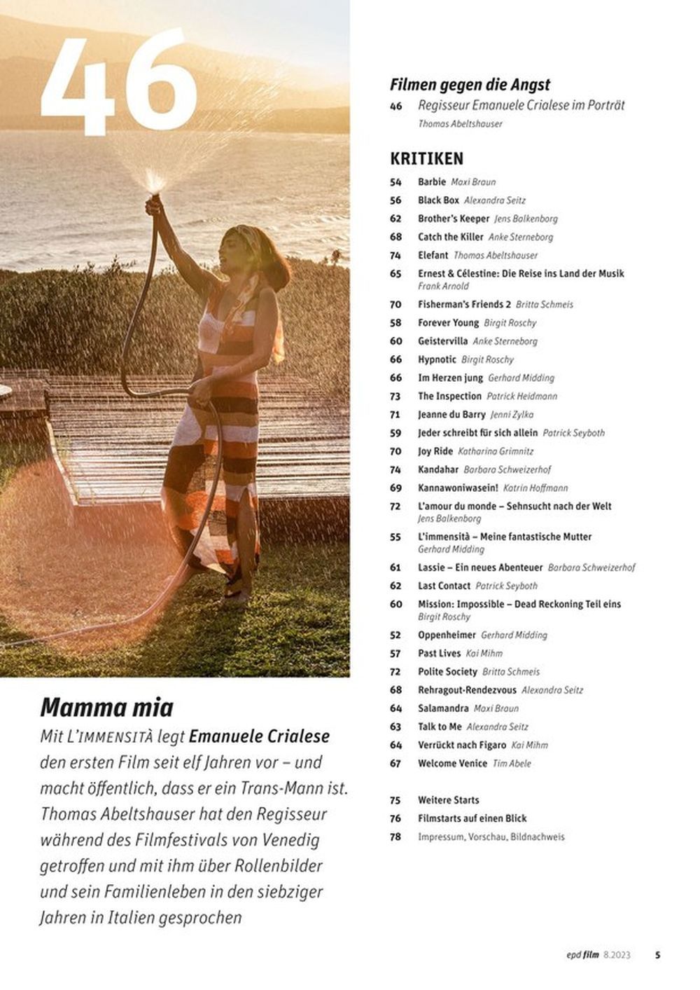 EPD Film Magazine Germany 2023-08 Penelope Cruz Greta Lee Oppenheimer Barbie