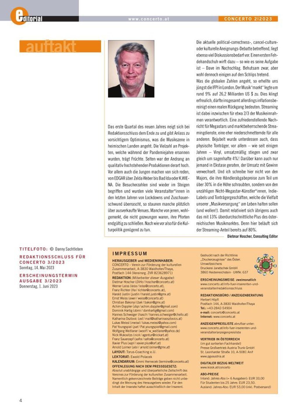Concerto Magazin Österreich 2023-02 Anna Setton Snorre Kirk Van Morrison
