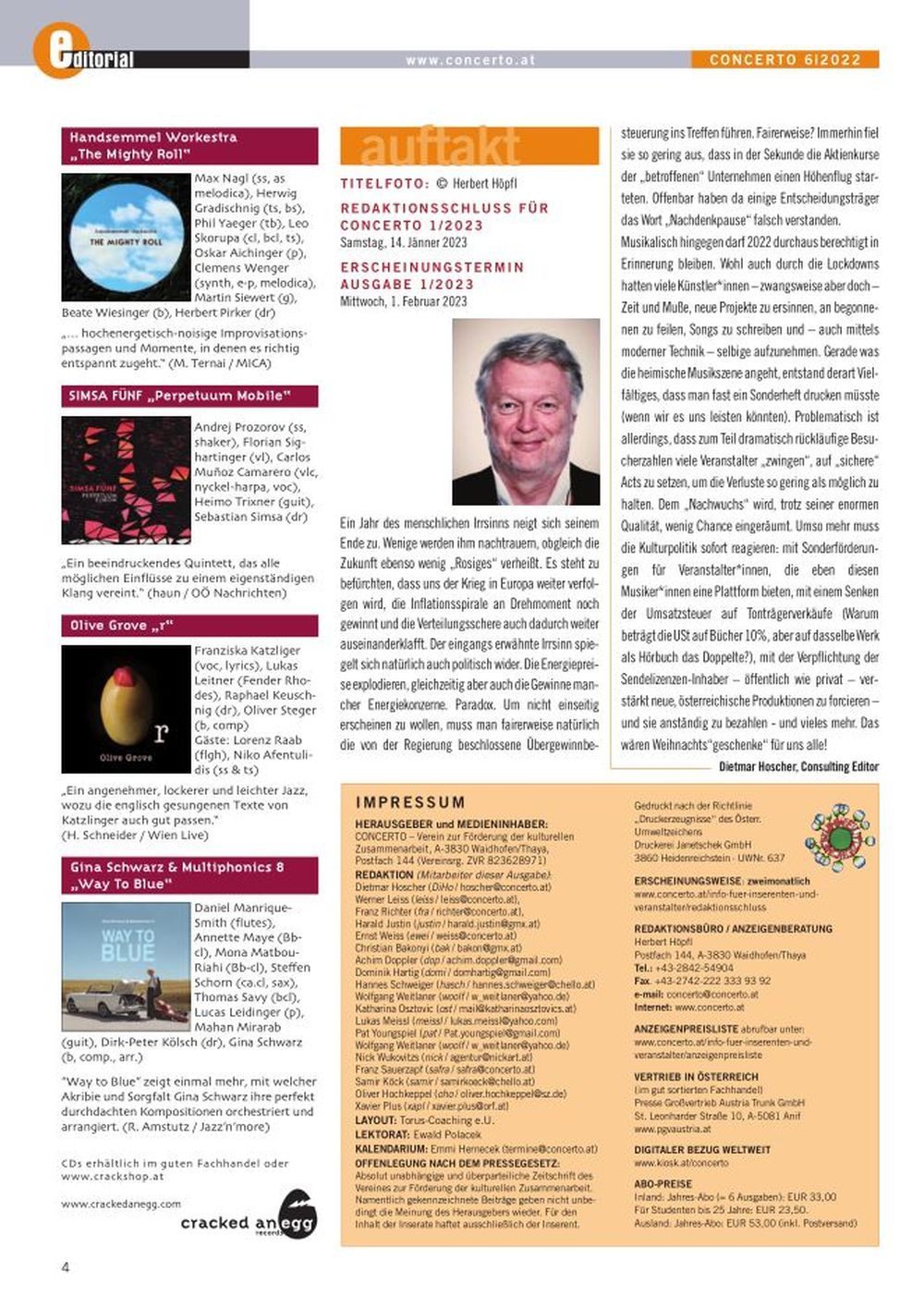 Concerto Magazin Österreich 2022-06 Chanda Rule Bruce Springsteen Pharoah Sanders