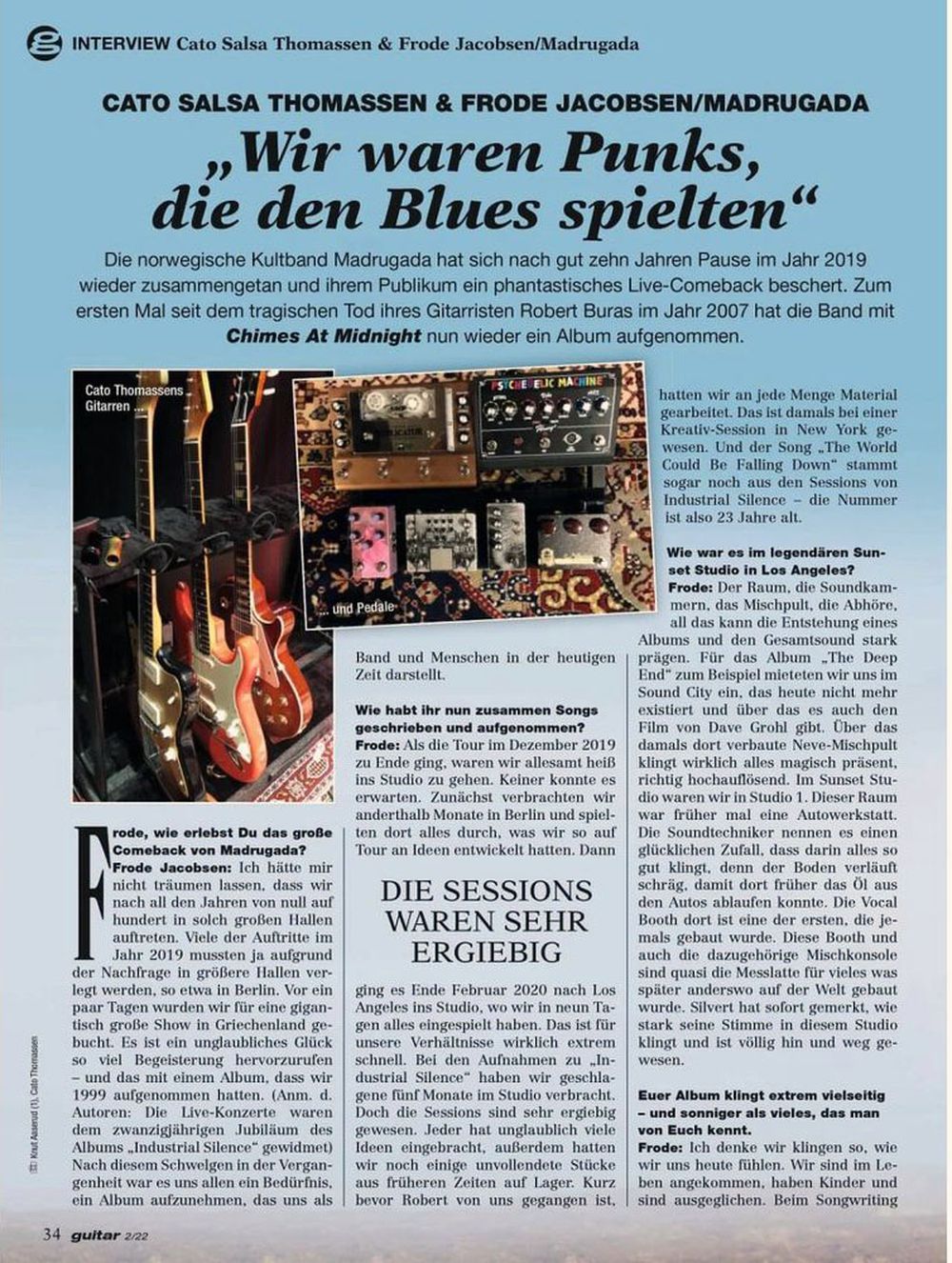 Guitar Magazine Germany 2022-02 Ian D'Sa Brian Welch Keb Mo Madrugada Original Print Issue