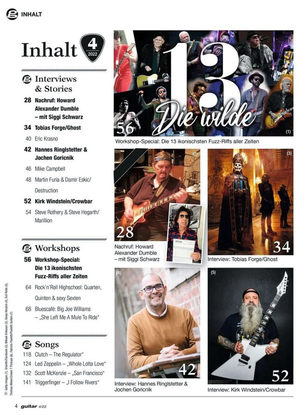 Guitar Tijdschrift Duitsland 2022-04 Ghost Kirk Windstein Tobias Forge Originele uitgave