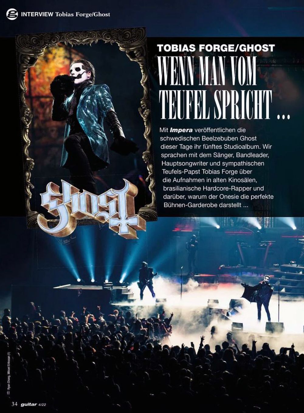 Guitar Tijdschrift Duitsland 2022-04 Ghost Kirk Windstein Tobias Forge Originele uitgave