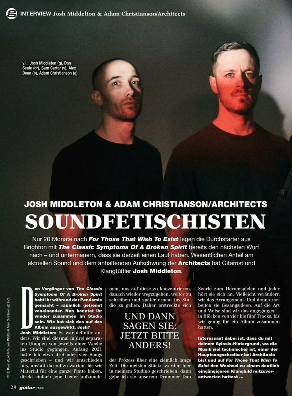 Guitar Magazin Deutschland 2022-11 Architects Josh Middleton Jeremy Widerman