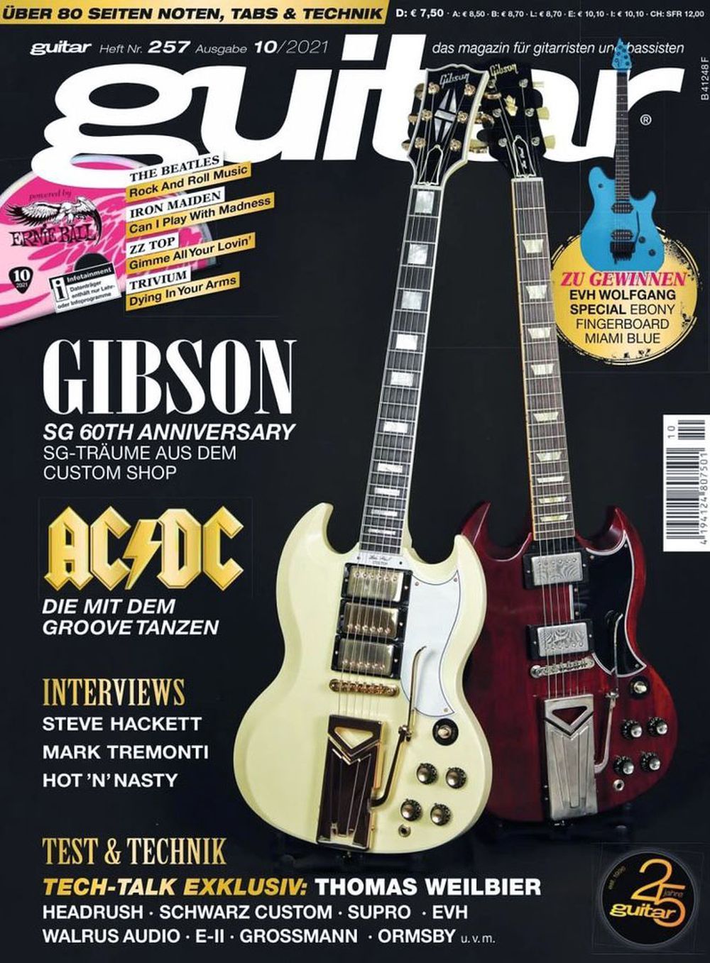 Guitar Tijdschrift Duitsland 2021-10 AC/DC Mark Tremonti Steve Hackett Sean Athens Originele uitgave