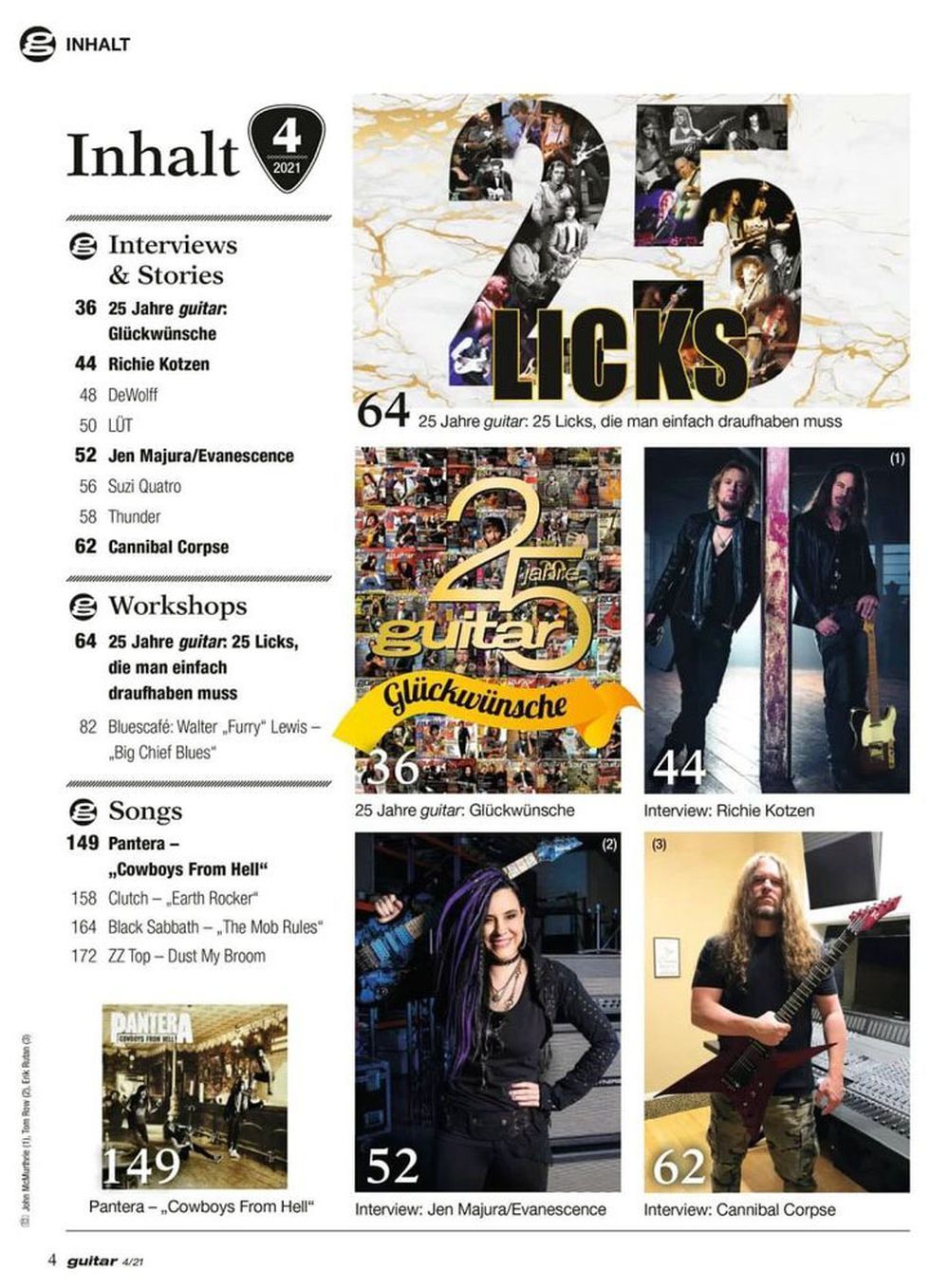 Guitar Tijdschrift Duitsland 2021-04 Jen Majura Richie Kotzen Cannibal Corpse Originele uitgave