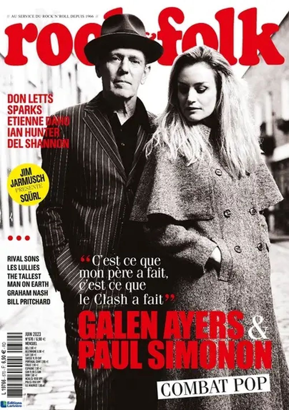 Rock & Folk Magasin Frankrig 2023 #670 Galen Ayers Paul Simonon Ian Hunter Sparks Originaludgave