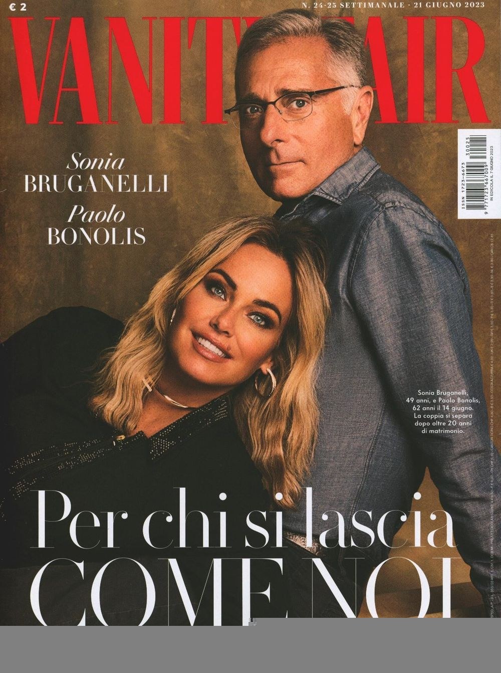 Vanity Fair Magasin Italien 2023-25 Paolo Bonolis Sonia Bruganelli Originaludgave