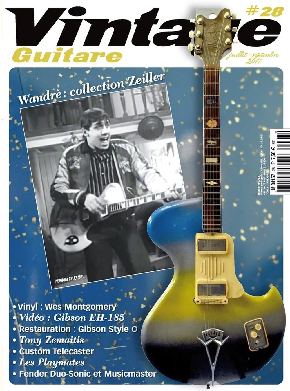 Vintage Guitare Magasin Frankrike 2017 #28 Adriano Celentano Big Bill Broonzy Originalutgåva